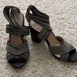 Sole Society Black and Tan Strappy Heels